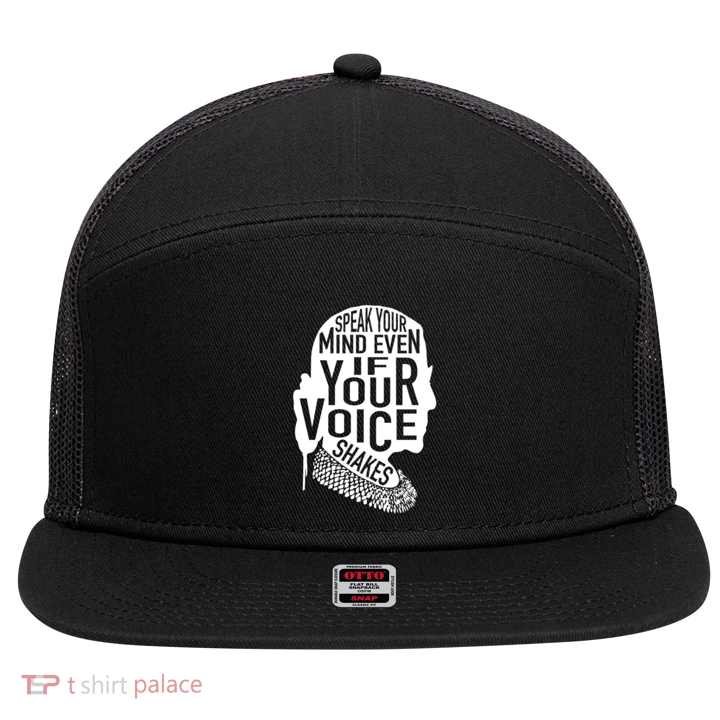 Speak Your Mind Even If Your Voice Shakes Rbg Feminist Gift 7 Panel Mesh Trucker Snapback Hat