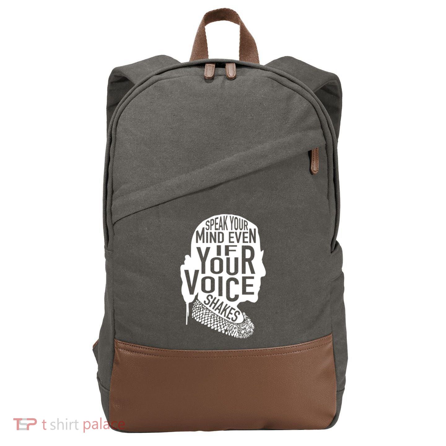Speak Your Mind Even If Your Voice Shakes Rbg Feminist Gift Cotton Canvas Backpack