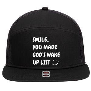 Smile You Made GodS Wake Up List Christian 7 Panel Mesh Trucker Snapback Hat