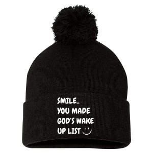 Smile You Made GodS Wake Up List Christian Pom Pom 12in Knit Beanie