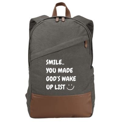 Smile You Made GodS Wake Up List Christian Cotton Canvas Backpack