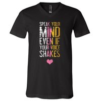 Speak Your Mind Even If Your Voice Shakes Rbg V-Neck T-Shirt