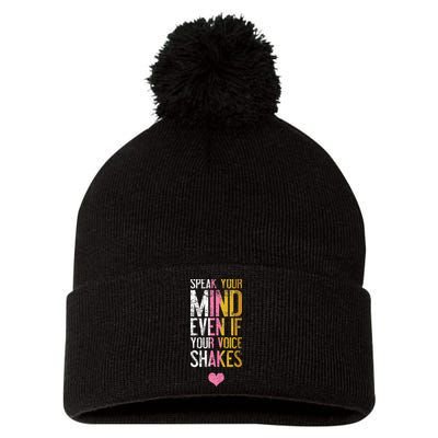 Speak Your Mind Even If Your Voice Shakes Rbg Pom Pom 12in Knit Beanie