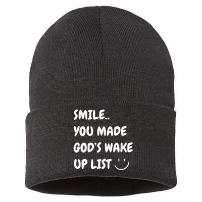 Smile You Made GodS Wake Up List Christian Jesus Sustainable Knit Beanie