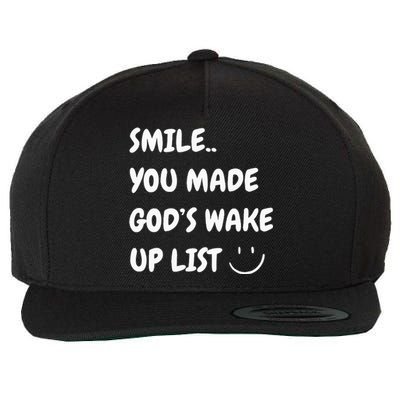 Smile You Made GodS Wake Up List Christian Jesus Wool Snapback Cap