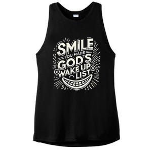 Smile You Made Gods Wake Up List Christian Jesus Ladies PosiCharge Tri-Blend Wicking Tank