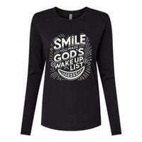 Smile You Made Gods Wake Up List Christian Jesus Womens Cotton Relaxed Long Sleeve T-Shirt