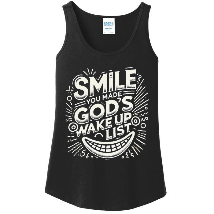 Smile You Made Gods Wake Up List Christian Jesus Ladies Essential Tank