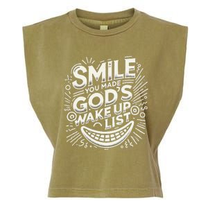 Smile You Made Gods Wake Up List Christian Jesus Garment-Dyed Women's Muscle Tee