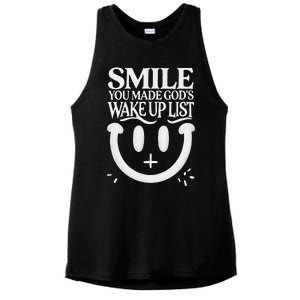 Smile You Made Gods Wake Up List Christian Jesus Ladies PosiCharge Tri-Blend Wicking Tank