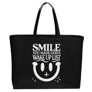 Smile You Made Gods Wake Up List Christian Jesus Cotton Canvas Jumbo Tote