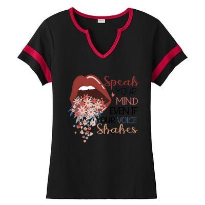 Speak Your Mind Even If Your Voice Shakes Feminist Ruth Bader Ginsberg RBG Ladies Halftime Notch Neck Tee