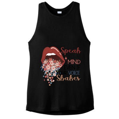 Speak Your Mind Even If Your Voice Shakes Feminist Ruth Bader Ginsberg RBG Ladies PosiCharge Tri-Blend Wicking Tank