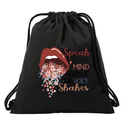Speak Your Mind Even If Your Voice Shakes Feminist Ruth Bader Ginsberg RBG Drawstring Bag