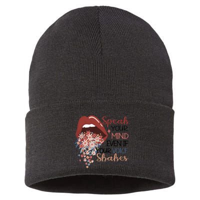 Speak Your Mind Even If Your Voice Shakes Feminist Ruth Bader Ginsberg RBG Sustainable Knit Beanie