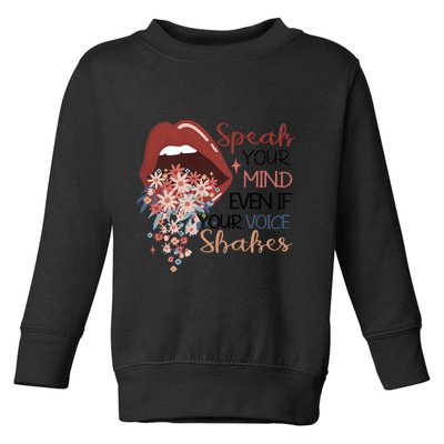 Speak Your Mind Even If Your Voice Shakes Feminist Ruth Bader Ginsberg RBG Toddler Sweatshirt