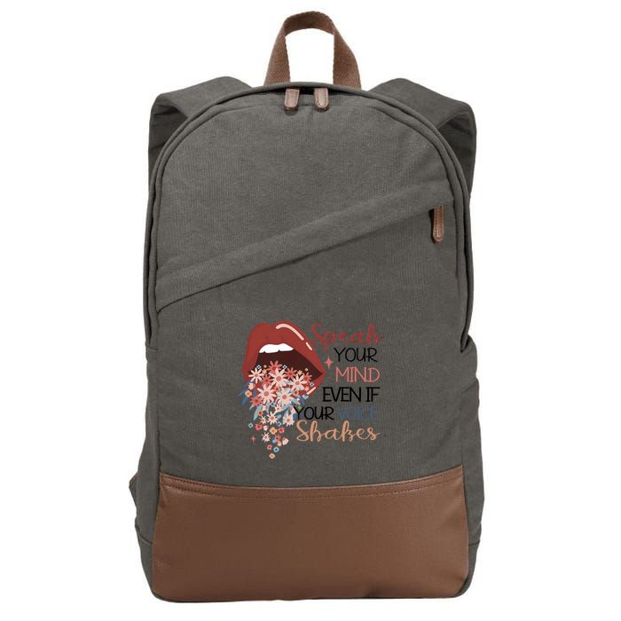 Speak Your Mind Even If Your Voice Shakes Feminist Ruth Bader Ginsberg RBG Cotton Canvas Backpack