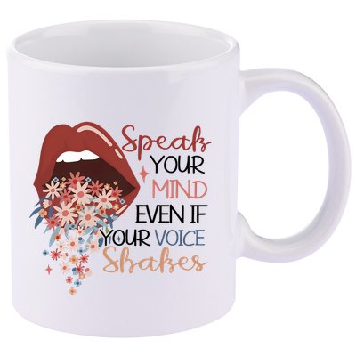 Speak Your Mind Even If Your Voice Shakes Feminist Ruth Bader Ginsberg RBG 11oz C Handle Ceramic Mug