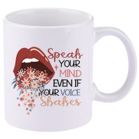 Speak Your Mind Even If Your Voice Shakes Feminist Ruth Bader Ginsberg RBG 11oz C Handle Ceramic Mug