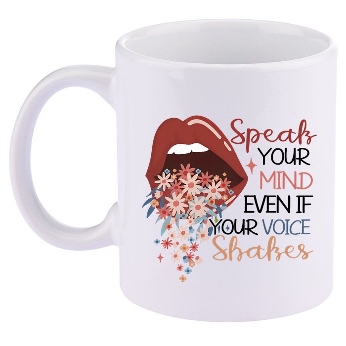 Speak Your Mind Even If Your Voice Shakes Feminist Ruth Bader Ginsberg RBG 11oz C Handle Ceramic Mug