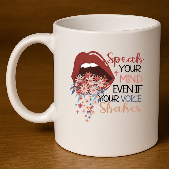 Speak Your Mind Even If Your Voice Shakes Feminist Ruth Bader Ginsberg RBG 11oz C Handle Ceramic Mug