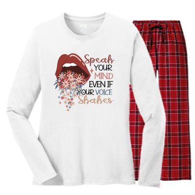 Speak Your Mind Even If Your Voice Shakes Feminist Ruth Bader Ginsberg RBG Women's Long Sleeve Flannel Pajama Set 