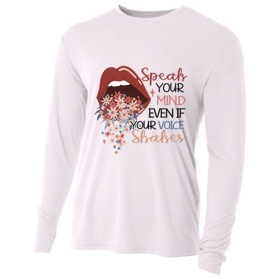 Speak Your Mind Even If Your Voice Shakes Feminist Ruth Bader Ginsberg RBG Cooling Performance Long Sleeve Crew