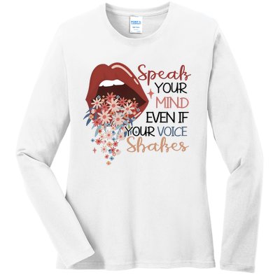 Speak Your Mind Even If Your Voice Shakes Feminist Ruth Bader Ginsberg RBG Ladies Long Sleeve Shirt