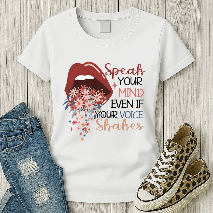 Speak Your Mind Even If Your Voice Shakes Feminist Ruth Bader Ginsberg RBG Womens T-Shirt