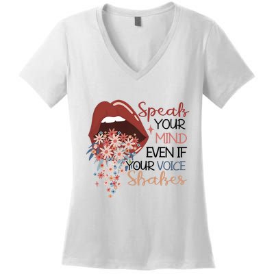 Speak Your Mind Even If Your Voice Shakes Feminist Ruth Bader Ginsberg RBG Women's V-Neck T-Shirt