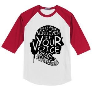 Speak Your Mindeven If Your Voice Shakes Gift Kids Colorblock Raglan Jersey