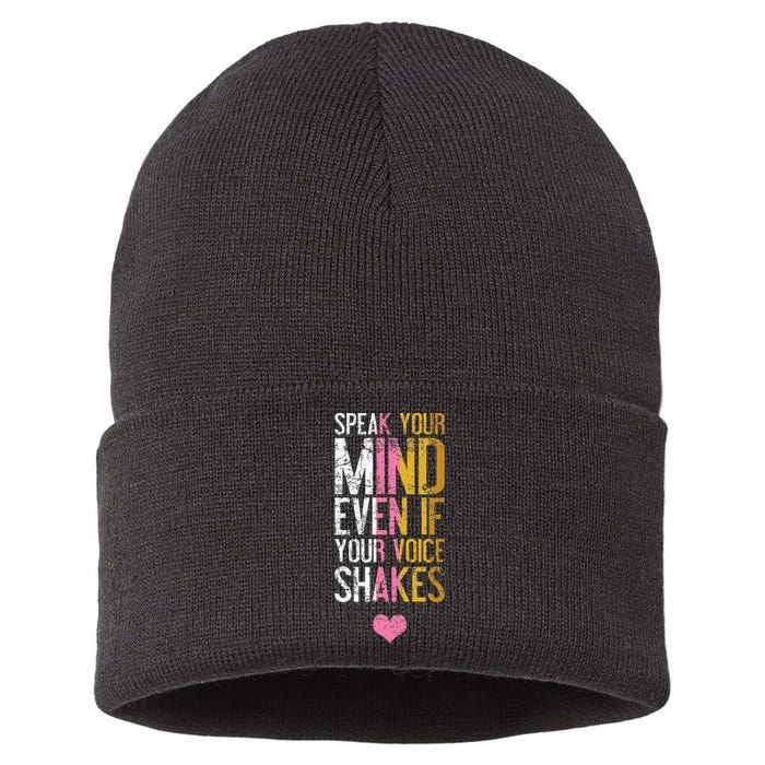 Speak Your Mind Even If Your Voice Shakes Rbg Sustainable Knit Beanie