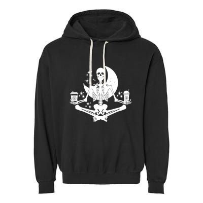 Skeleton Yoga Meditating And Ing Coffee Funny Gift Garment-Dyed Fleece Hoodie