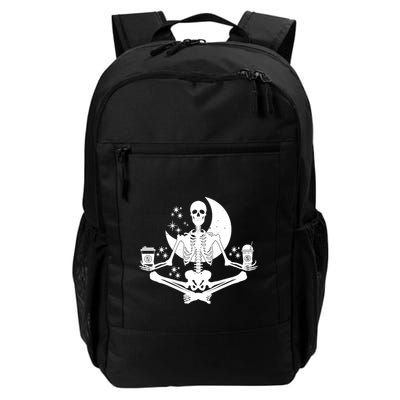 Skeleton Yoga Meditating And Ing Coffee Funny Gift Backpack