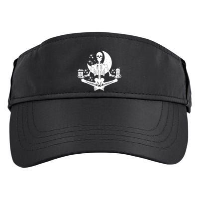 Skeleton Yoga Meditating And Ing Coffee Funny Gift Adult Drive Performance Visor