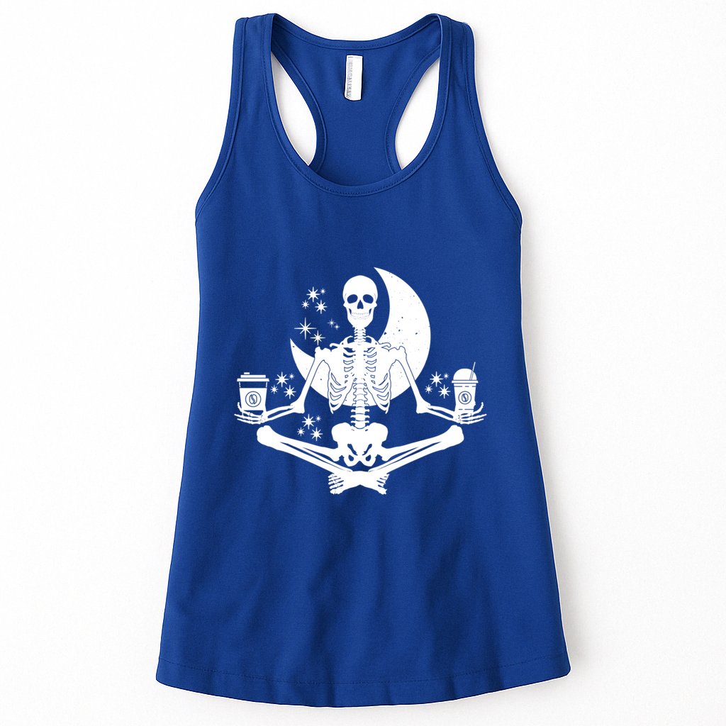 Skeleton Yoga Meditating And Ing Coffee Funny Gift Womens Tank Top