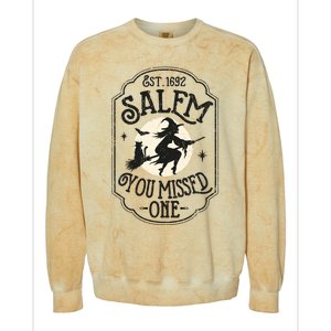 Salem You Missed One Funny Halloween Feminist Witch Trials Colorblast Crewneck Sweatshirt