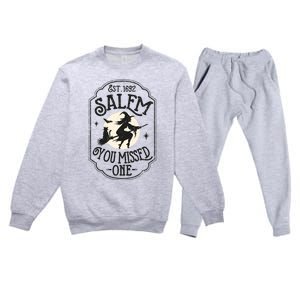 Salem You Missed One Funny Halloween Feminist Witch Trials Premium Crewneck Sweatsuit Set