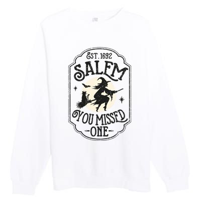 Salem You Missed One Funny Halloween Feminist Witch Trials Premium Crewneck Sweatshirt