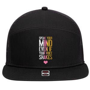 Speak Your Mind Even If Your Voice Shakes Rbg Funny Gift 7 Panel Mesh Trucker Snapback Hat