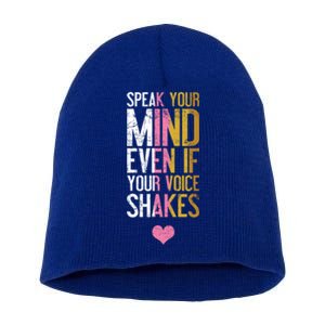 Speak Your Mind Even If Your Voice Shakes Rbg Funny Gift Short Acrylic Beanie