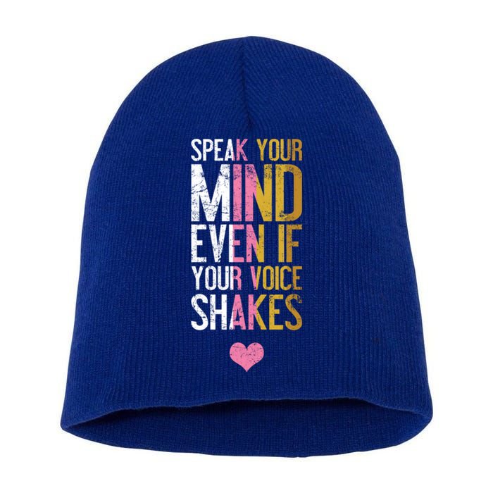 Speak Your Mind Even If Your Voice Shakes Rbg Funny Gift Short Acrylic Beanie