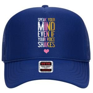 Speak Your Mind Even If Your Voice Shakes Rbg Funny Gift High Crown Mesh Back Trucker Hat