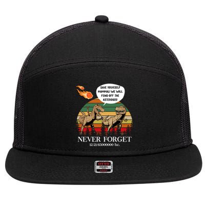 Save Yourself Mammal We Will Fend Off The Asteroids Gift 7 Panel Mesh Trucker Snapback Hat