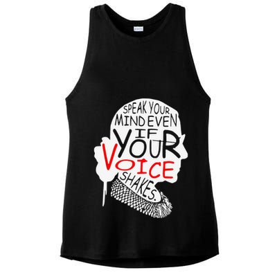 Speak Your Mind Even If Your Voice Shakes RBG 's Rights Ladies PosiCharge Tri-Blend Wicking Tank