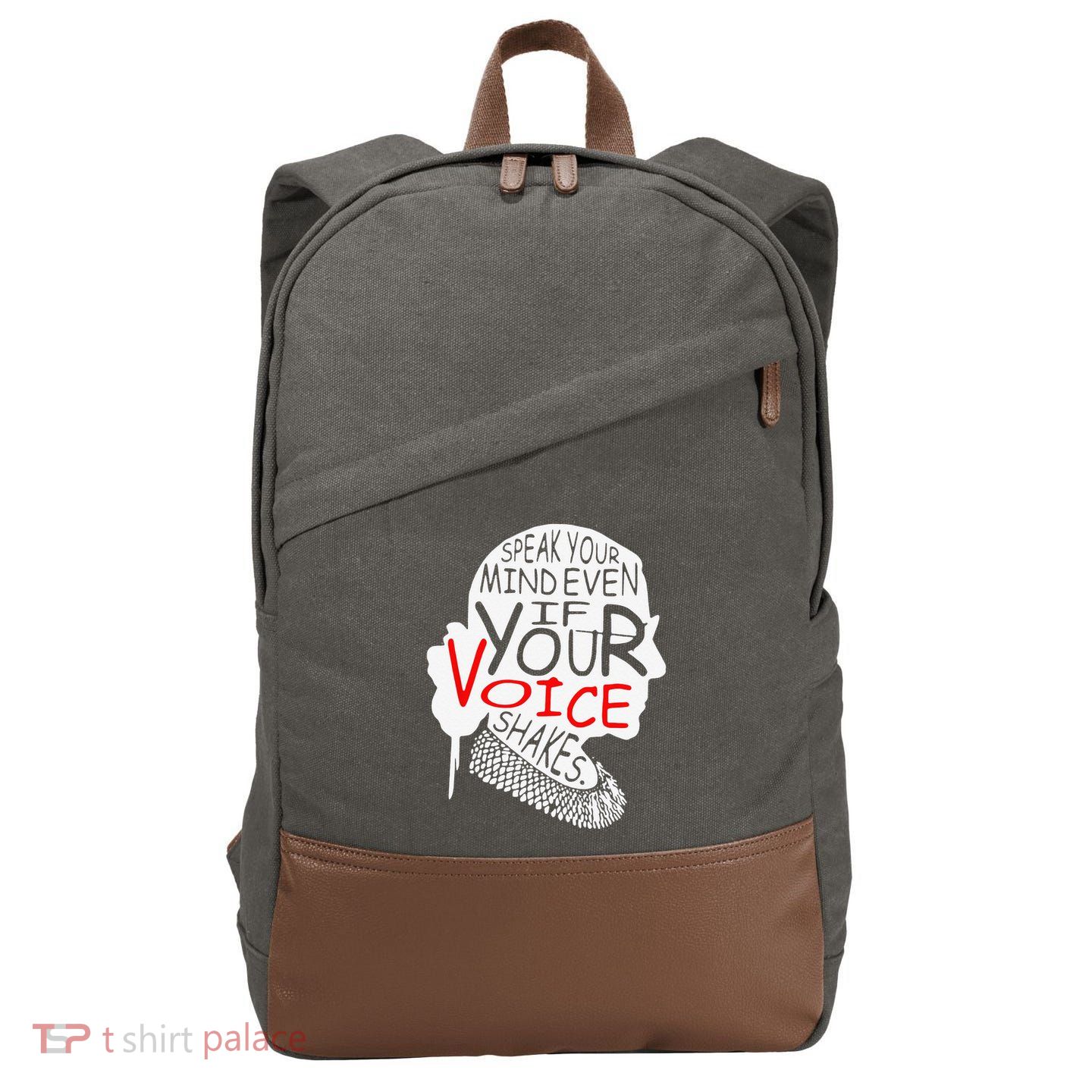Speak Your Mind Even If Your Voice Shakes RBG 's Rights Cotton Canvas Backpack