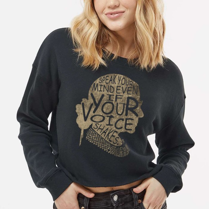 Speak Your Mind Even If Your Voice Shake Cropped Pullover Crew