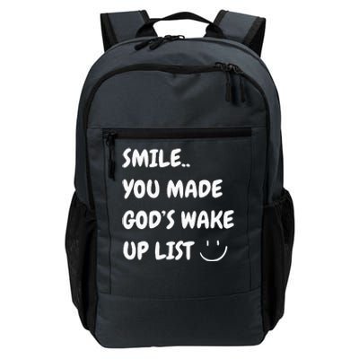 Smile You Made GodS Wake Up List Christian Jesus Apparel Daily Commute Backpack