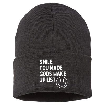 Smile You Made GodS Wake Up List | Positively Saying Sustainable Knit Beanie