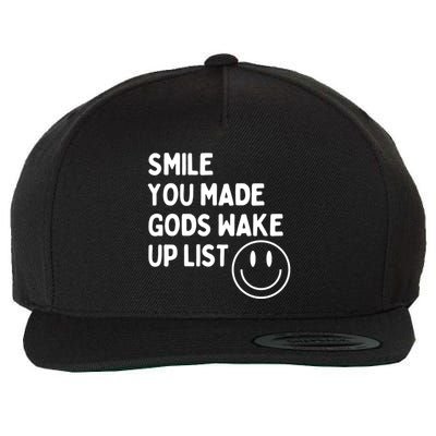 Smile You Made GodS Wake Up List | Positively Saying Wool Snapback Cap